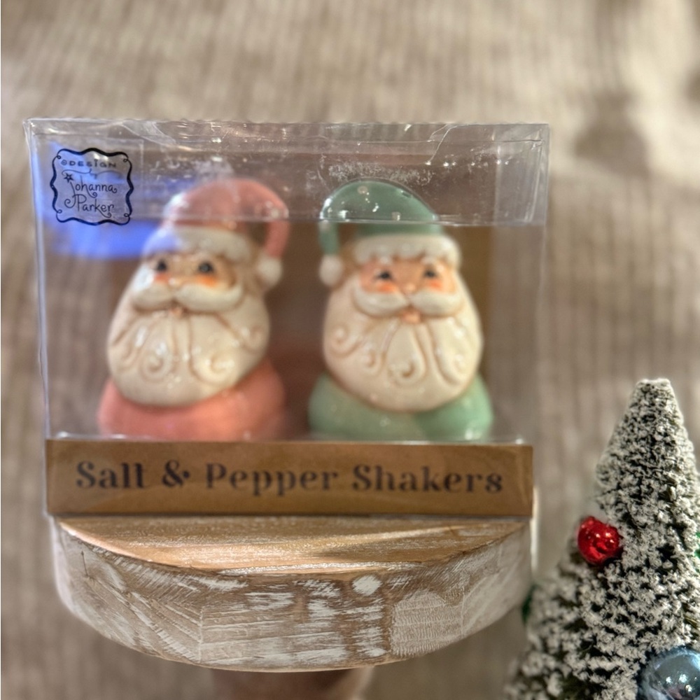 Johanna Parker Santa Salt & Pepper Shakers - Coral and Mint